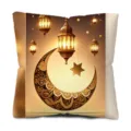 Housse de coussin decorative en lin Ramadan avec motif de lune et lanterne pour canape. - Style 3 / Impression Simple Face