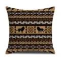 Bohemian tribal lion and antelope print linen throw pillow cover for modern home decor - 45 Size Single Print / Style 5