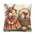 Housse de coussin lapin de Pâques aquarelle décorative pour canapé voiture bureau maison - Lapin Œuf Style Un / Impression Simple Face