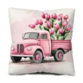 Dekorativer rosa Lkw Tulpen Kissenbezug fuer Wohnzimmer Sofa Heimdekorationen - QRJ49(2) / 45 Größe Pfirsichhaut Samt Kissenbezug (Ohne Füllung) Einseitig Bedruckt