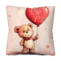 Valentinstag süßer Teddybär Kissenbezug rosa Herz Dekokissen für gemütliches Sofa Zuhause - QRJ49(3) / 45 Größe Pfirsichhaut Samt Kissenbezug (Ohne Füllung) Einseitig Bedruckt