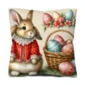 Housse de coussin lapin de Pâques style nordique œuf décoration taie pour canapé voiture lit - Lapin Œuf Style Trois / Impression Simple Face