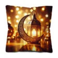 Golden moon lantern print peach skin velvet throw pillow cover for festival home decor. - Single-Sided Print Style Two