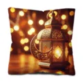 Gold Ramadan lantern crescent pillow cover peach skin velvet decorative throw cushion case - Single-Sided Print Style Three