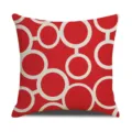 Modern geometric print throw pillow cover red and beige abstract rings pattern for home sofa decor - 45 Size Linen Pillow Cover (Without Core) Single-Sided Print / 3JH (3)