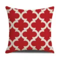 Modern minimalist red and white geometric quatrefoil pattern throw pillow cover linen home decor - 45 Size Linen Pillow Cover (Without Core) Single-Sided Print / 3JH (6)