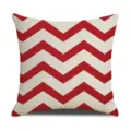 Modern minimalist red and white chevron linen throw pillow cover geometric home decor - 45 Size Linen Pillow Cover (Without Core) Single-Sided Print / 3JH (7)