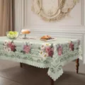 Tovaglia motivo fiori di rosa primavera poliestere arredamento casa tavolo antipolvere - Tessuto Spazzolato / Quadrato