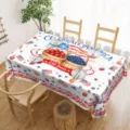 Independence Day patriotic theme polyester tablecloth for dining room home table decor. - Square - Brushed Fabric / 100x150cm