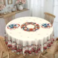 American Independence Day round tablecloth polyester patriotic red truck floral decor table cover - Round Style / 150x150cm Brushed Fabric