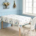 Scène de détail de nappe papillon fleur de printemps, nappe de déco maison élégante. - Style HZB730-8 / Tissu Brossé