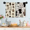 Carino asciugamano da cucina con stampa gatti in microfibra super assorbente. - 40*60cm / Stile HMJB134-5
