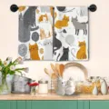 Asciugamano da cucina in morbida microfibra con bellissima stampa di gatti e gomitoli. - 40*60cm / Stile HMJB134-15
