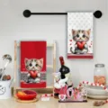 Set di asciugamani da cucina in microfibra gatto carino, panno per piatti assorbente. - 40*60cm / Stile HMJB134-16