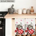 Simpatico asciugamano da cucina gatto, panno in microfibra assorbente per piatti, 1pz - 40*60cm / Stile HMJB134-17