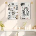 Asciugamano da cucina in microfibra con gatto e farfalla, panno morbido e assorbente. - 40*60cm / Stile HMJB134-18