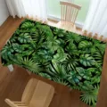 Nappe de Table Tropicale Monstera en Polyester Anti-poussiere Decoration de Maison - HZB730-13 / Tissu Brossé