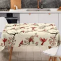 Trapezomandila polyester me kokkino kardinalio kai kladia louloudion gia diakosmisi trapeziou. - 100x150cm Βουρτσισμένο Ύφασμα / HZB731-15