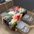 Nappe de table en polyestere a fleurs tropicales dynamiques decoration de printemps ete - HZB730-19 / Tissu Brossé