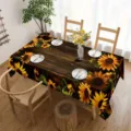 Nappe tournesol imprimé bois rustique couverture de table pour décoration de salle à manger - HZB730-20 / Tissu Brossé
