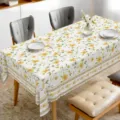 Nappe de table fleurs jaunes printemps été en polyester rectangulaire pour décoration salle. - HZB730-24 / Tissu Brossé