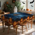 Nappe en polyester Halloween variante avec citrouilles lumineuses et nuit étoilée. - HZB904-25