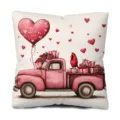Valentine's Day heart balloon vintage truck throw pillow cover for sofa home decor - Pink Truck Balloon
