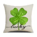 Federa per cuscino in lino con trifoglio a quattro foglie ad acquerello e scritta lucky per divano. - Stile 9(2SPJ(9))