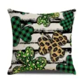 Federa cuscino San Patrizio trifoglio, lino stampa plaid verde leopardato design. - Stile 10(2SPJ(10))