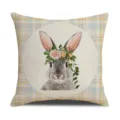 Easter rabbit floral linen cushion cover, cute bunny decorative pillow case for home sofa. - 45x45cm / Style 1