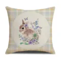 Easter rabbit linen cushion cover, square decorative pillow case with watercolor floral design. - 45x45cm / Style 2