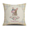 Easter bunny throw pillow cover linen plaid decorative cushion case for spring holiday decor - 45x45cm / Style 3