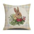 Federa Cuscino Coniglio Pasqua Vintage Fiori Lino Copricuscino Arredo Divano Casa - 45x45cm / Stile 5