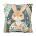 Osterhase dekorative Kissenbezug suesser Kaninchen Blumen Kissenhuelle fuer Sofa Deko - 45x45cm / FH48(1)