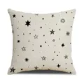 Modern minimalist linen throw pillow cover with cute hand-drawn black stars design. - 45 Size Linen Pillow Cover (Without Core) Single-Sided Print / Geometric Style 2