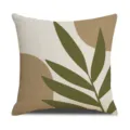 Nordic style modern minimalist linen throw pillow cover with abstract botanical green leaf print. - Pattern 6