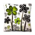 Minimalist green and black clover print square throw pillow for sofa and office chair decor - Style 1