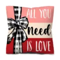 Fodera per cuscino decorativo di San Valentino con fiocco a quadri nero e bianco. - Fodera per Cuscino Stampata su Un Lato / Stile 2(QRJ69(2))