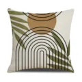 Nordic minimalist linen throw pillow cover with abstract geometric botanical arch print. - Pattern 2