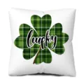 Green plaid four leaf clover pillow cover Lucky printed square cushion for sofa home decor - Style 4