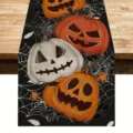Halloween table runner vintage pumpkin design linen fabric for dining table decor style. - 33x183cm / Autumn 3-9