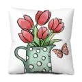 Watercolor tulip flowers polka dot vase cushion cover soft decorative pillowcase for sofa - Tulip Floral