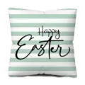 Easter stripe cushion cover with happy text, soft peach skin fabric for sofa home decor. - Happy Easter Lettering