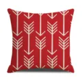Red throw pillow cover with white geometric arrow pattern, modern minimalist style linen cushion. - 45 Size Linen Pillow Cover (Without Core) Single-Sided Print / 3JH (2)