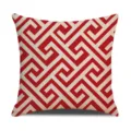 Red and white geometric pattern linen throw pillow cover, modern decorative square cushion. - 45 Size Linen Pillow Cover (Without Core) Single-Sided Print / 3JH (4)