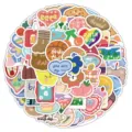 Set di 100 adesivi carini stile pittura ad olio per diario e valigia impermeabili. - 100 Pezzi/Confezione