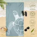 Detailed beach towel view showcasing soft texture, quick-dry fabric and sea turtle print. - HSTJ34-5