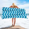 Blue and white wavy printed beach towel, quick-dry polyester bath towel for seaside summer. - 70*140cm / Blue and White Wave