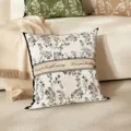 Detailed view of floral print throw pillow with elegant botanical pattern and text band for sofa. - 45*45cm Linen Single Sided Without Core / HYMD38-8