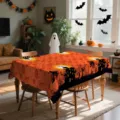 Τραπεζομάντιλο Halloween πορτοκαλί κολοκύθα στοιχειωμένο σπίτι μοτίβο κάλυμμα τραπεζιού - 40x60cm (20g) / HZB904-3
